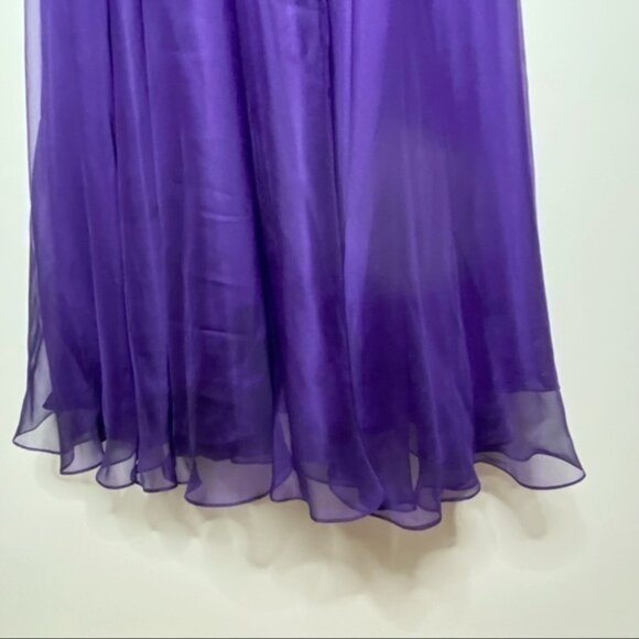Jovani royal purple maxi prom dress with purple and yellow gem detailing EUC - Picture 7 of 7